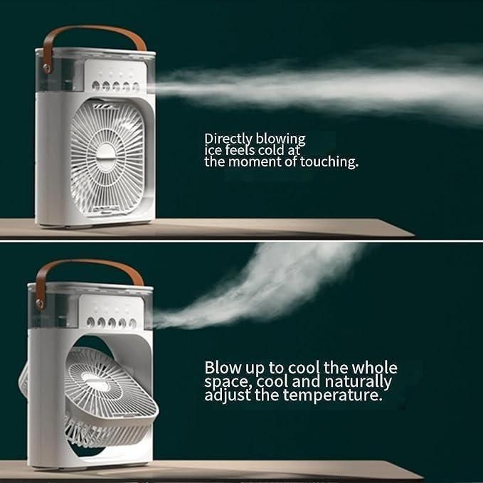 CoolMist Pro™ Portable Air Cooler Fan with Mist Spray, 7-Color LED Light & 3 Speed Modes (600ml Water Tank)