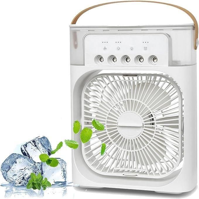 CoolMist Pro™ Portable Air Cooler Fan with Mist Spray, 7-Color LED Light & 3 Speed Modes (600ml Water Tank)